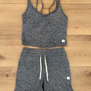 Vuori Charcoal Grey Workout/Activewear Set - Shorts XS, Sports Bra S